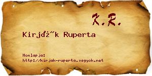Kirják Ruperta névjegykártya